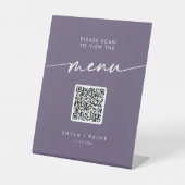 Signe De Table Menu Mariage Boho Chic Plum Purple QR Code (Recto)