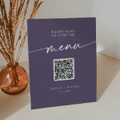 Signe De Table Menu Mariage Boho Chic Plum Purple QR Code
