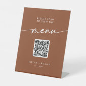 Signe De Table Menu Mariage Boho Chic Terracotta QR Code (Recto)