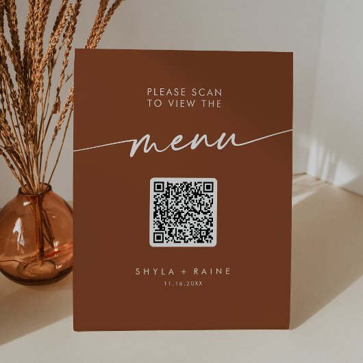 Signe De Table Menu Mariage Boho Chic Terracotta QR Code