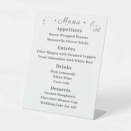 Signe De Table Menu Mariage catholique monogramme (Recto)