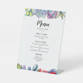 Signe De Table Menu mariage d'aquarelle de cactus succulent (Recto)