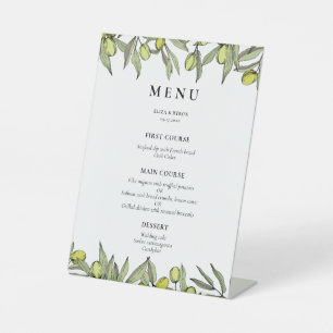 Signe De Table Menu mariage de branche Olive moderne