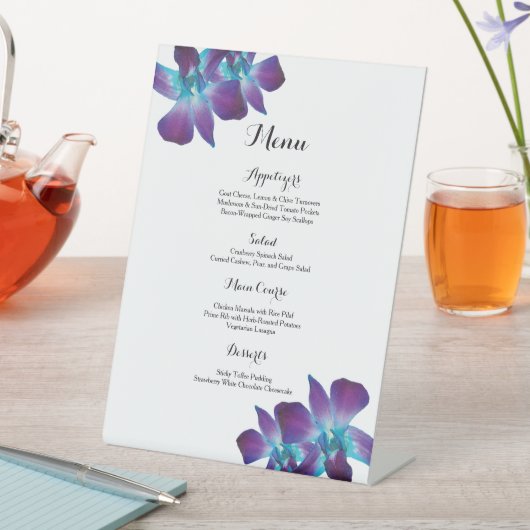 Signe De Table Menu Mariage Dendrobium bleu (In SItu)