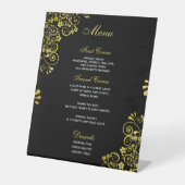 Signe De Table Menu Mariage élégant Black Gold (Recto)