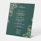 Signe De Table Menu Mariage élégant Emerald Green Gold (Recto)