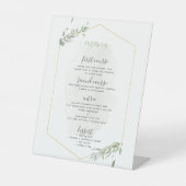 Signe De Table Menu Mariage Feuilles verts et cadres or (Recto)