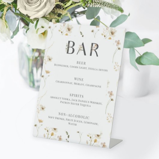 Signe De Table Menu Mariage Fleur sauvage aquarelle
