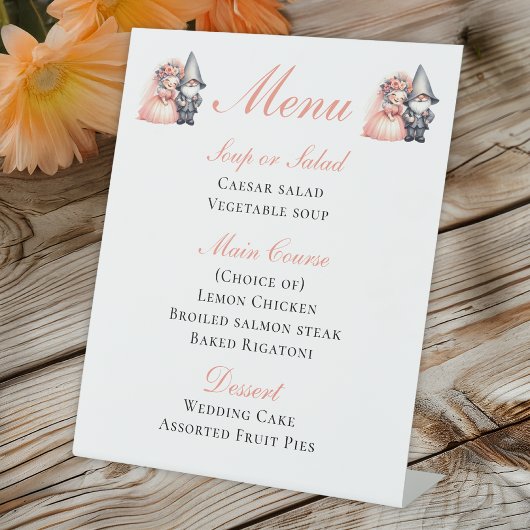 Signe De Table Menu Mariage Gnome Rustic Woodland