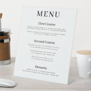 Signe De Table Menu Mariage moderne de 3 plats