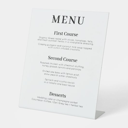 Signe De Table Menu Mariage moderne de 3 plats (Recto)
