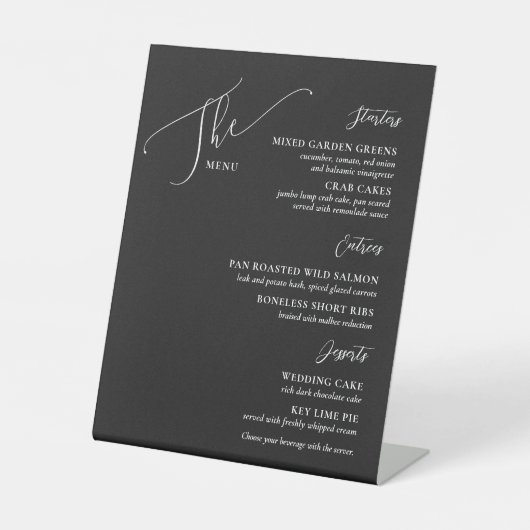 Signe De Table Menu Mariage officiel Deux options noir blanc (Recto)