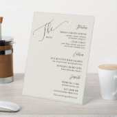 Signe De Table Menu Mariage officiel Élégant noir os (In SItu)