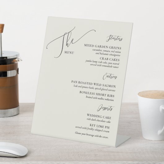 Signe De Table Menu Mariage officiel Élégant noir os (In SItu)