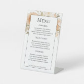 Signe De Table Menu Mariage personnalisé Fleurs de Pêche Muettées (Recto)