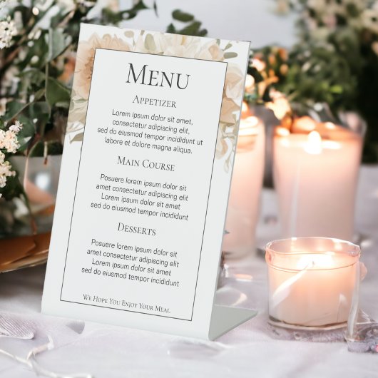 Signe De Table Menu Mariage personnalisé Fleurs de Pêche Muettées