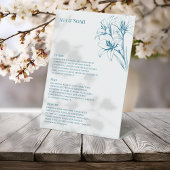 Signe De Table Menu Mariage Plan bleu Lily