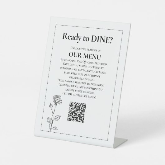Signe De Table Menu Mariage QR Bloom intemporel (Recto)