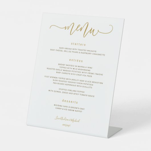 Signe De Table Menu mariage Signal Bouncy Tourbillonnant Calligra (Recto)