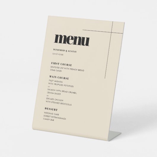 Signe De Table Menu mariage simple et élégant (Recto)