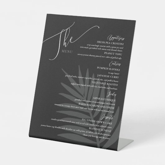 Signe De Table Menu Mariage simple officiel noir blanc gris (Recto)