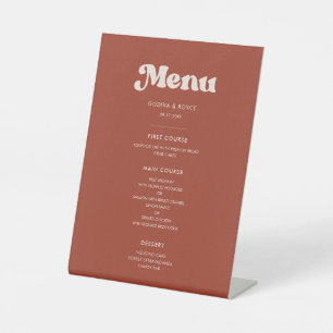 Signe De Table Menu mariage stylé rétro en terre cuite