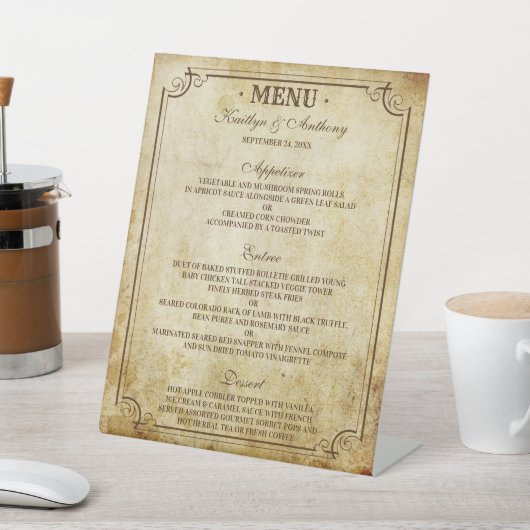 Signe De Table Menu Mariage Vintage (In SItu)