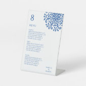 Signe De Table Menu Mariage Whimsical Blue Flourish (Recto)