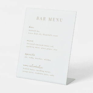 Signe De Table Menu Minimaliste Barre Beige Liste des boissons