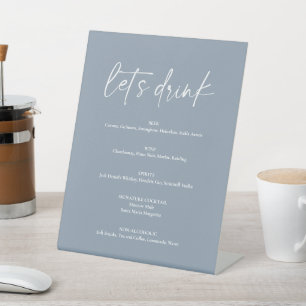 Signe De Table Menu minimaliste de bar à boissons de mariage mode
