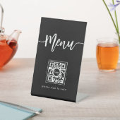 Signe De Table Menu moderne élégant Script QR Code noir (In SItu)