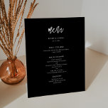 Signe De Table Menu moderne moderne noir mariage<br><div class="desc">Une typographie audacieuse et tendance pour votre papeterie mariage,  simple mais élégante avec un thème noir et blanc. Entièrement personnalisable : vous pouvez modifier les couleurs de la police et de l'arrière - plan si nécessaire.</div>