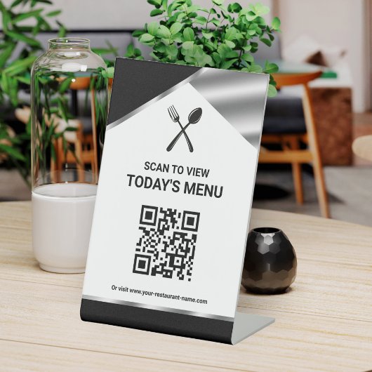 Signe De Table Menu noir de code QR sans contact de restaurant