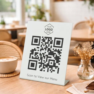 Signe De Table Menu Numérique Minimal scannez le Code QR