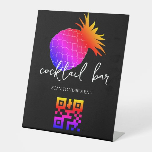Signe De Table Menu numérique QR Code bar à cocktails (Recto)
