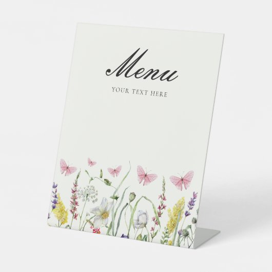 Signe De Table Menu Papillons Mignons pour la Mariée (Recto)