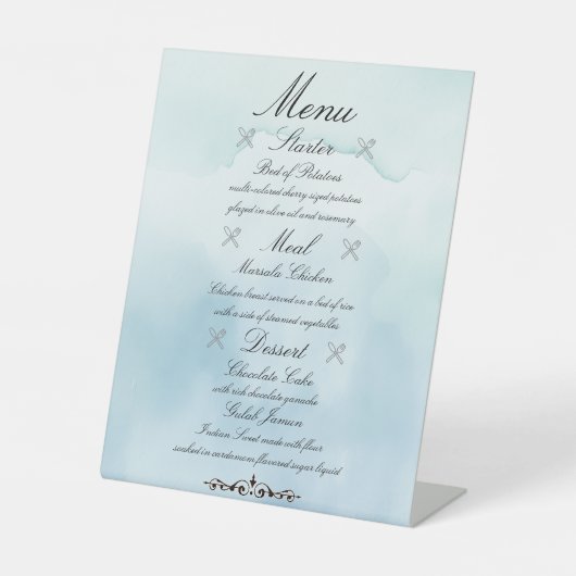 Signe De Table Menu Personnalisable (Recto)
