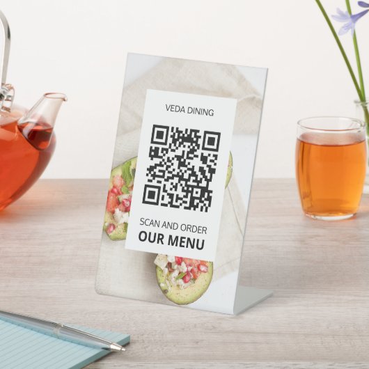 Signe De Table menu personnalisé Photo Restaurant Scan QR Code (In SItu)