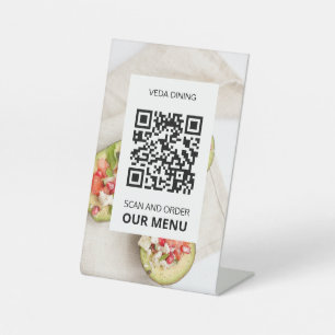 Signe De Table menu personnalisé Photo Restaurant Scan QR Code