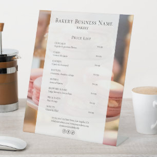 Signe De Table Menu Prix de boulangerie personnalisée