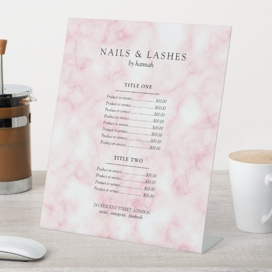 Signe De Table Menu Prix rose Gold Glam Marble (In SItu)