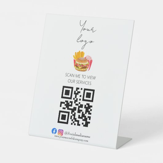 Signe De Table Menu professionnel qr code sans contact (Recto)