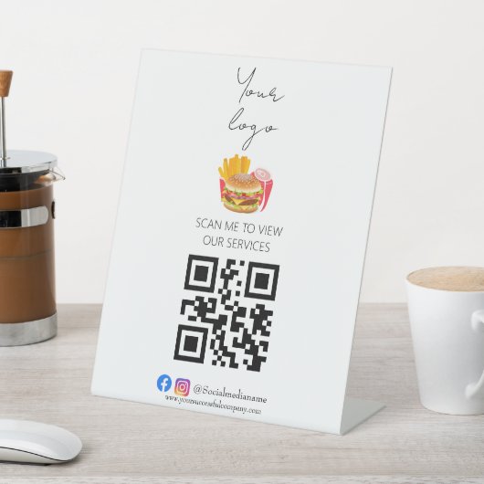 Signe De Table Menu professionnel qr code sans contact (In SItu)