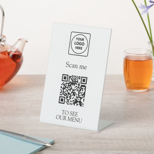 Signe De Table Menu QR Code Moderne | Logo de restauration sans c (In SItu)