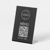 Signe De Table Menu QR Code Noir Café ou Restaurant Scannez-Moi (Recto)