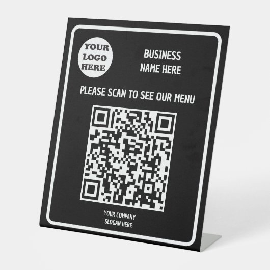 Signe De Table Menu QR Code personnalisé pour entreprise moderne  (Recto)