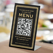 Signe De Table Menu QR Code personnalisé sans contact Classic Bla