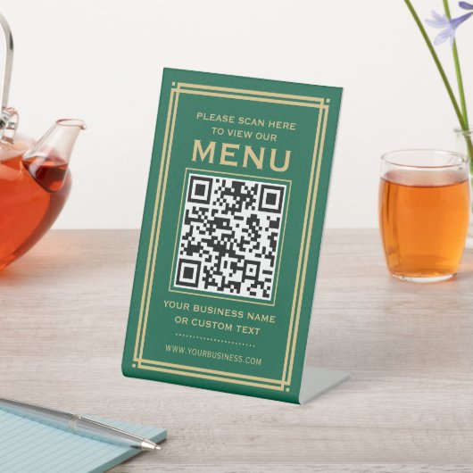 Signe De Table Menu QR Code personnalisé sans contact Classic Gre (In SItu)