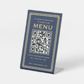 Signe De Table Menu QR Code personnalisé sans contact Classic Nav (Recto)