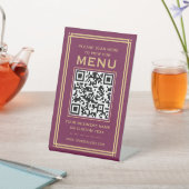 Signe De Table Menu QR Code personnalisé sans contact Plum Gold c (In SItu)